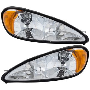 Headlight Assembly Pair/Set for 1999-2005 Grand Am, Includes Right (Passenger) and Left (Driver) Halogen Lights, Ideal Pontiac Replacement