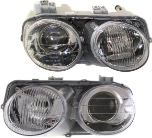 Headlight Lens and Housing Pair/Set for 1998-2001 Acura Integra, Right (Passenger) and Left (Driver) Sides Replacement