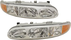 Headlight Assembly Pair/Set for Oldsmobile Alero 1999-2004, Includes Right (Passenger) and Left (Driver) Halogen Lights, Replacement