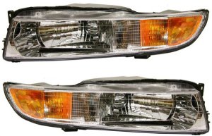Headlight Assembly Pair/Set for Mitsubishi Galant 1999-2001, Halogen, Right (Passenger) and Left (Driver), Replacement