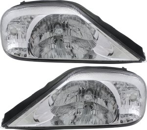 Headlight Assembly Pair/Set for Mercury Sable 2000-2005, Right (Passenger) and Left (Driver), Halogen, Replacement