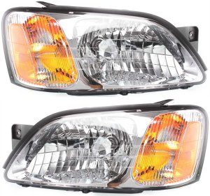 Headlight Assembly Pair/Set for Subaru Legacy 2000-2004 Brighton/L Models, Subaru Baja 2003-2006 Sport Model, Right (Passenger) and Left (Driver), Halogen Replacement
