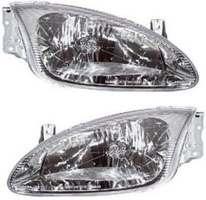 Headlight Assembly for Hyundai Elantra 1999-2000, Includes Right (Passenger) and Left (Driver) Halogen Headlights, Replacement Set