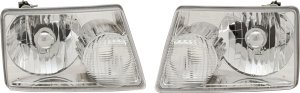 Headlight Assembly Pair/Set for 2001-2011 Ford Ranger, Right (Passenger) and Left (Driver) Side, Halogen, with Turn Signal Bulb and Socket, Fits All Cab Types, Replacement
