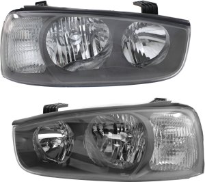 Headlight Assembly Pair/Set for Hyundai Elantra 2001-2003, Includes Right (Passenger) and Left (Driver) Halogen Headlights, Replacement