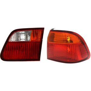 Tail Light Set for 1999-2000 Honda Civic Sedan, Right (Passenger) Side, Inner and Outer, Lens and Housing Replacement