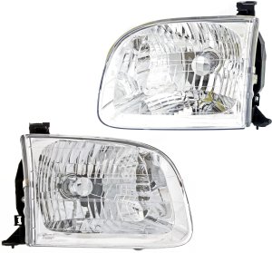 Headlight Assembly Pair/Set for 2001-2004 Toyota Sequoia and 2003-2004 Tundra Crew Cab, Right (Passenger) and Left (Driver), Replacement