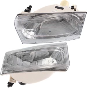 Headlight Assembly Pair/Set for Ford Excursion (2002-2004) and F-Series Super Duty (2002-2005), Halogen, Aero Type, Includes Right (Passenger) and Left (Driver) Lights, Replacement - Fits F-250, F-350, F-450, F-550.