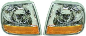 Corner Light Pair/Set for Ford F-150 2001-2003, Right (Passenger) and Left (Driver) Lens and Housing, Lightning Model Replacement