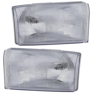 Pair/Set - Headlight Assembly for Ford Excursion (2000-2004), F-Series Super Duty (1999-2004), Right (Passenger) and Left (Driver), Halogen Replacement - Fits F-250, F-350, F-450, F-550.