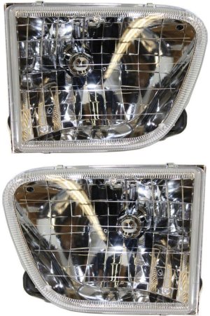 Headlight Assembly Pair/Set for 1998-2001 Mountaineer, Right (Passenger) and Left (Driver) Halogen Lights Replacement