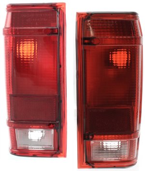 Tail Light Lens and Housing Pair/Set for 1991-1992 Ford Ranger, Right (Passenger) and Left (Driver) Replacement