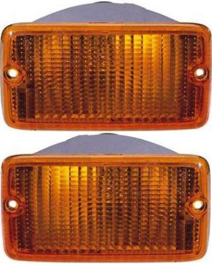 Signal Light Pair/Set for Jeep TJ/Wrangler (1997-2000), Pair of Right (Passenger) and Left (Driver) Light, Front Fender Placement with Lens and Housing, Replacement Set