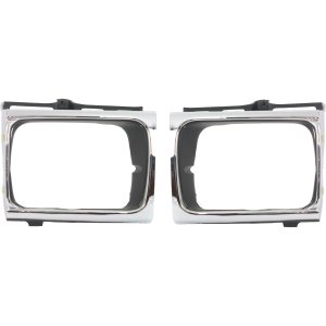Headlight Door Pair/Set for Toyota Pickup 1992-1995 Right (Passenger) and Left (Driver), 4WD (Four-Wheel Drive), Chrome/Black Replacement