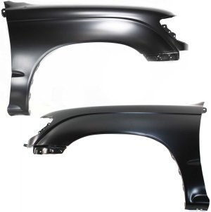 Front Fender Pair/Set for 1995-2000 Toyota Tacoma, Right (Passenger) and Left (Driver), Primed (Ready to Paint), 2WD (Two-Wheel Drive), Excluding Pre-Runner Model, Replacement