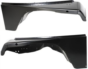 Front Fender Pair/Set for 1987-1995 Jeep Wrangler (YJ), Right (Passenger) and Left (Driver), Primed (Ready to Paint), Suitable for 1993-1995 Models, Excludes Renegade, Replacement