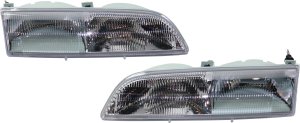 Pair/Set - Headlight Assembly for 1989-1993 Ford Thunderbird, Right (Passenger) and Left (Driver), Halogen, Replacement Set