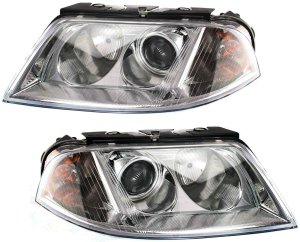 Headlight Assembly Pair/Set for Volkswagen Passat 2001-2005, Right (Passenger) and Left (Driver), Halogen, New Body Style, Replacement
