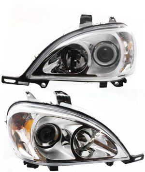 Headlight Assembly for Mercedes-Benz ML-Class 2002-2005, Right (Passenger) and Left (Driver), Halogen, (163) Chassis, Replacement Pair/Set