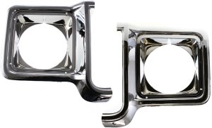 Round Chrome and Silver Headlight Door Pair/Set for Chevrolet C/K Series (1973-1978), Suburban (1973-1980) Right (Passenger) and Left (Driver) Replacement - Fits: C10, C20, C30, K10, K20, K30, Suburban