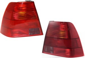 Tail Light Lens and Housing Pair/Set for 1999-2003 Volkswagen Jetta Sedan, Includes Right (Passenger) and Left (Driver) Lights, New Body Style, Replacement