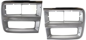 Pair/Set - Headlight Door for 1992-1996 Chevrolet G-Series Van, Right (Passenger) and Left (Driver), Dual Headlights, Chrome and Silver Replacement