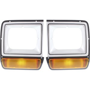 Headlight Door Pair/Set for Dodge Full Size Pickup 1986-1990, Right (Passenger) and Left (Driver) Included with Single Headlight, Painted, Replacement