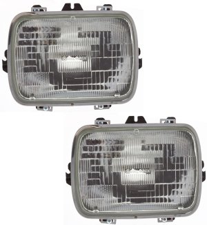 Headlight Assembly Pair/Set for Buick C/K Full Size Pickup 1978-2000, Ford F-Series Super Duty 1999-2018, Right (Passenger) and Left (Driver), Sealed Beam, Halogen, Capsule Style, 7 x 6 inches Replacement