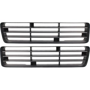 Grille Insert Pair/Set for 1991-1993 Dodge Full Size Pickup, Lower, Painted-Black, Includes Right (Passenger) and Left (Driver) Inserts, Replacement
