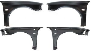 Front Fender Pair/Set for Mitsubishi Mirage 1997-2001 Sedan, Right (Passenger) and Left (Driver), Primed (Ready to Paint), Replacement