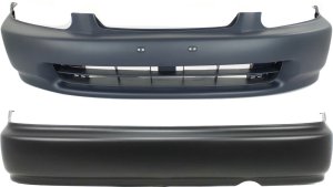 Front and Rear Bumper Cover for 1996-1998 Honda Civic Coupe/Sedan, Primed (Ready to Paint) - Replacement Set