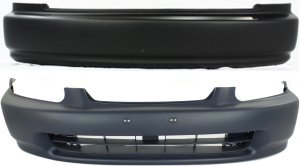 Front and Rear Bumper Cover Set for 1996-1998 Honda Civic DX/CX Hatchback Models, Primed (Ready to Paint), Replacement