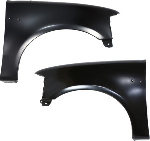 Front Fender Pair/Set for Ford F-Series 1997-2004, Right (Passenger) and Left (Driver), Primed (Ready to Paint), w/o Wheel Opening Molding Holes Replacement