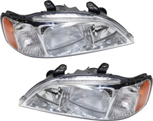 Headlight Pair/Set for Acura TL 1999-2001, Right (Passenger) and Left (Driver), Lens and Housing, Xenon, Without HID Pair/Set, Replacement