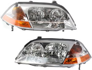 Headlight Pair/Set for Acura MDX 2001-2003, Includes Right (Passenger) and Left (Driver) Lights, Lens and Housing, Halogen Replacement