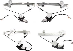 Front and Rear Window Regulator Pair/Set for RL 1998-2001, Right (Passenger) and Left (Driver), Power with Motor, Replacement