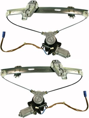 Front Window Regulator Pair/Set for RL 1998-2001, Right (Passenger) and Left (Driver), Power Function with Motor, Replacement