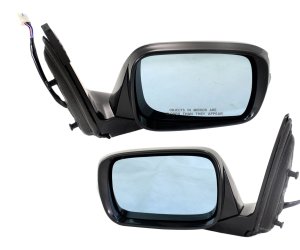 Mirror Pair/Set for Acura MDX 2010-2013, Right (Passenger) and Left (Driver), Power Adjustable, Manual Folding, Heated, Paintable, w/ Memory and Signal Light, Replacement