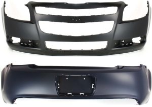 Front and Rear Bumper Cover Set for 2008-2012 Chevrolet Malibu, Primed (Ready to Paint) Replacement