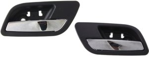 Rear Door Handle Pair/Set for Sierra/Silverado 2007-2014, Right (Passenger) and Left (Driver), Inside, Black Bezel, Chrome Lever, Fits 2007 Non Classic, Replacement