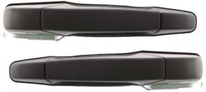 Rear Exterior Door Handle Pair/Set for Chevrolet Silverado / Sierra 2007-2014, Right (Passenger) and Left (Driver), Textured Black, Fits 2007 Non Classic Replacement