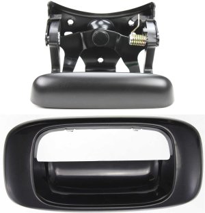 Tailgate Handle Set for Chevrolet Silverado/Sierra 1999-2006, H2 2003-2009, Outside, Smooth Black Bezel Included, Fits 2007 Classic Models, Replacement