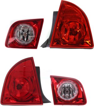 Tail Light Pair/Set for Chevrolet Malibu 2008-2012 Right (Passenger) and Left (Driver) with Back Up Light, Fits Hybrid/LS/LT Models, Replacement