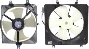 A/C Condenser and Radiator Fan Shroud Assembly Pair/Set for 2003-2007 Honda Accord, Right (Passenger) and Left (Driver), 6 Cyl. Eng. Replacement