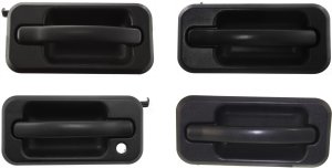 Front and Rear Door Handle Pair/Set for Hummer H2 2003-2009, Right (Passenger) and Left (Driver) Pair/Set of 4, Outside, Textured Black, Without Chrome Trim Package, Replacement