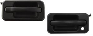 Front Exterior Door Handle Pair/Set for 2003-2009 Hummer H2, Textured Black, Right (Passenger) and Left (Driver) Sides, without Key Hole, Light Replacement