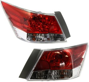 Tail Light Assembly Pair/Set for 2008-2012 Honda Accord Sedan, Right (Passenger) and Left (Driver) Replacement