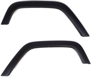 Rear Wheel Opening Molding Pair/Set for Jeep Wrangler (JK) 2007-2018, Right (Passenger) and Left (Driver) Flares, Primed (Ready to Paint) Replacement