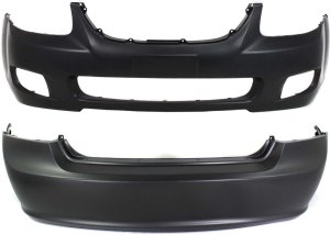 Front and Rear Bumper Cover Set for KIA Spectra 2007-2009, Primed (Ready to Paint), Plastic, Replacement