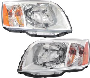 Headlight Assembly for Mitsubishi Endeavor 2004-2011, Right (Passenger) and Left (Driver), Halogen Replacement Pair/Set